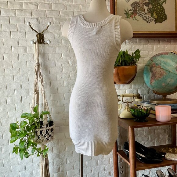Vintage Y2K Wet Seal Sleeveless Cable Knit Mini Dress + Ribbon Bow Detail - Picture 6 of 11